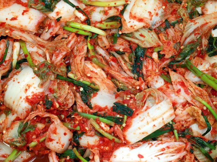 Kimchi e scalogno insieme